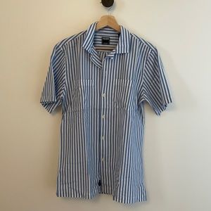 Two Pocket Stripe Micro Waffle Short Sleeve Shirt